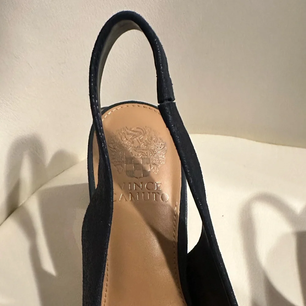 Vince Camuto Gilded Navy Slingback Heels